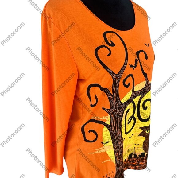 Mac & Belle  NWT Boo Cat Halloween 3/4 Sleeve Tee High Low Hem Small - Picture 2 of 4